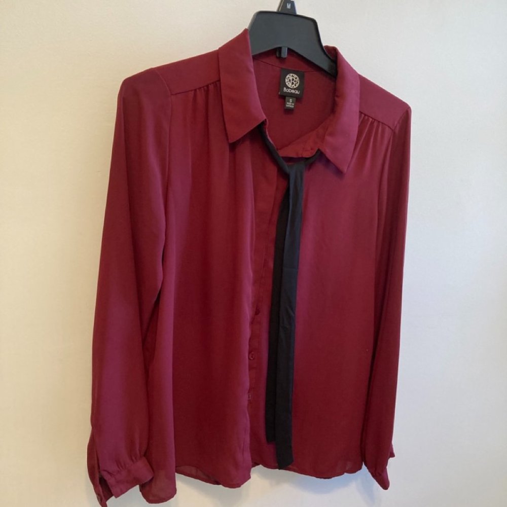 Bobeau Long Sleeve Red Blouse Size S
